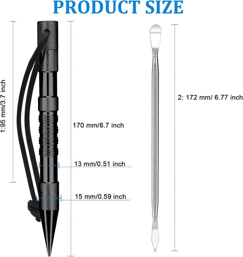 Ferraycle 12-Piece Paracord Tool Set - Stainless Steel Knotter, Marlinspike, Stitching Needles, Smoothing Tool for Leather or Paracord Work (Black) - Image 3